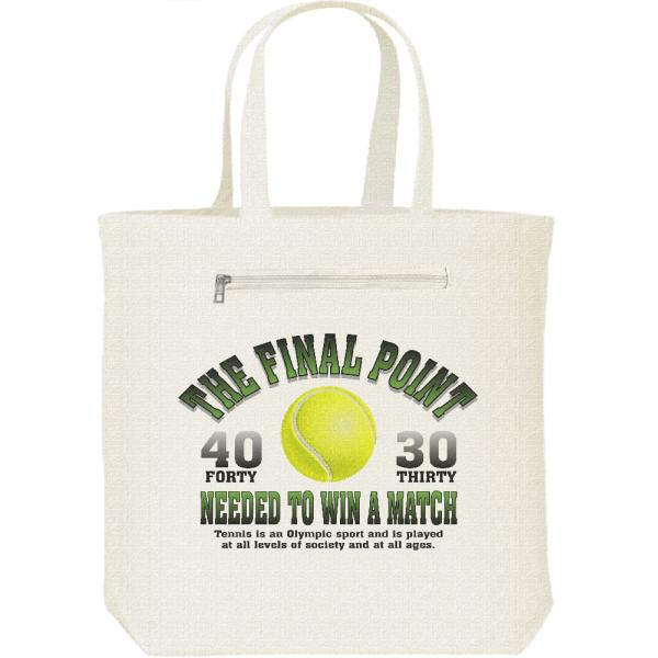 テニス（テニスボール）/キャンバス トート バッグ・ファスナー ポケット付