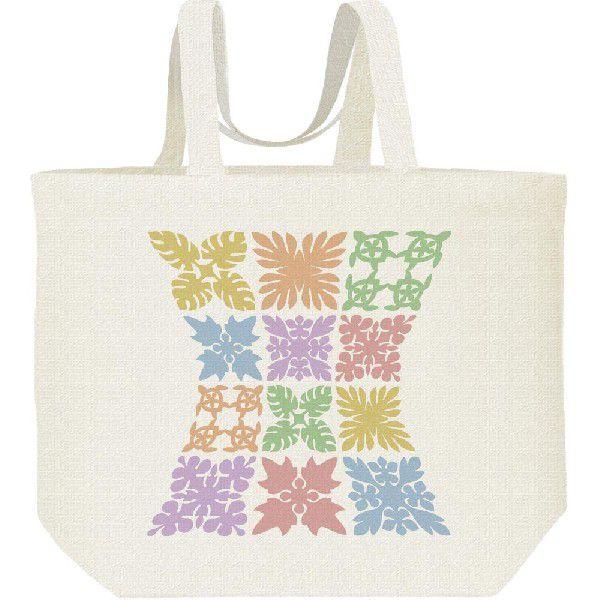 ハワイアンキルト柄（トロピカル＆リゾート）/キャンバスバッグ・L　エコバッグ