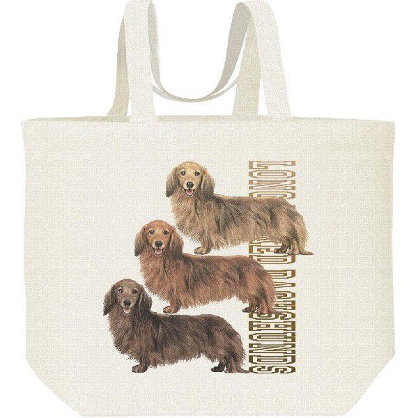 ミニチュア ダックスフンド（三色ダックス）犬/キャンバスバッグ・L　エコバッグ