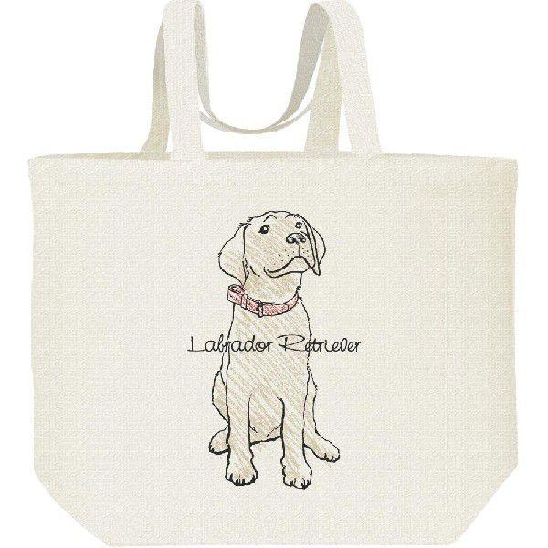 ラブラドール レトリバー（クレヨンタッチ）犬/キャンバスバッグ・L　エコバッグ