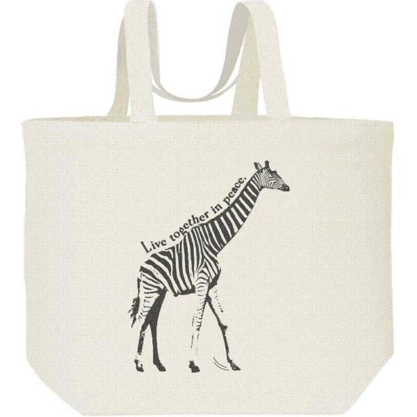 ゼブラ柄きりん（シマウマ模様のキリン）/キャンバスバッグ・L　エコバッグ