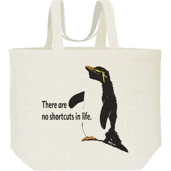 イワトビ ペンギン（人生に近道はない）ぺんぎん/キャンバスバッグ・L　エコバッグ