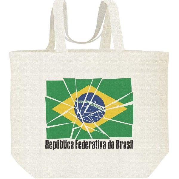 ブロークン・ブラジル国旗/キャンバスバッグ・L　エコバッグ