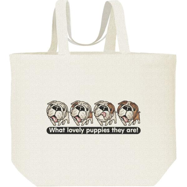 ブルドッグ4兄弟（子犬）/キャンバスバッグ・L　エコバッグ