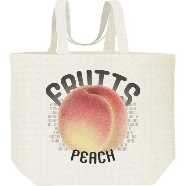 桃（モモ）果物シリーズ/キャンバスバッグ・L　エコバッグ