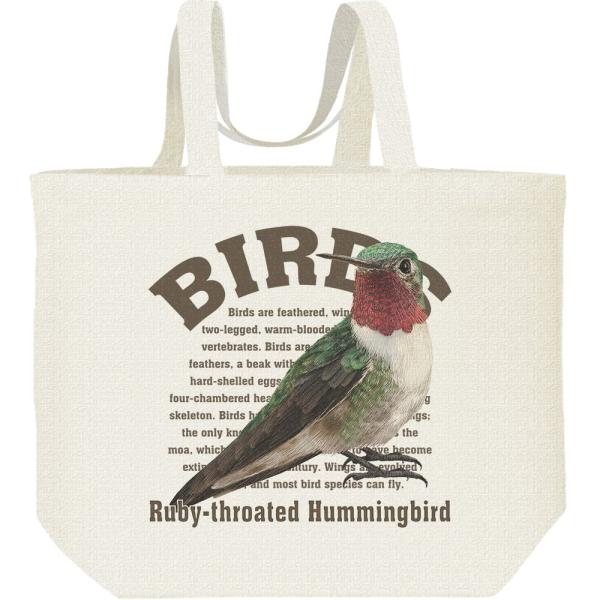 ノドアカ ハチドリ（喉赤蜂鳥）鳥シリーズ/キャンバスバッグ・L　エコバッグ