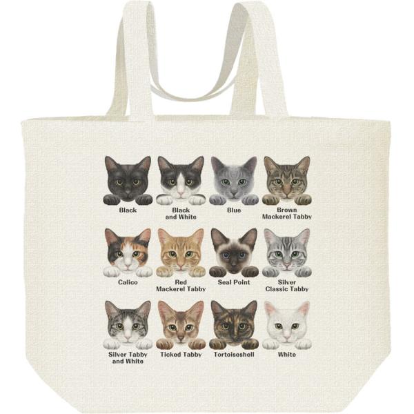 猫の毛色・模様12種/キャンバスバッグ・L　エコバッグ