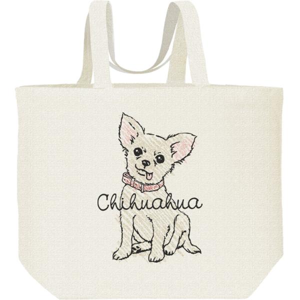 クレヨンタッチ・チワワ（単色）/キャンバスバッグ・L　エコバッグ