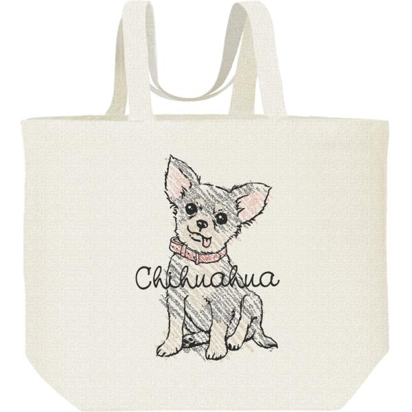 クレヨンタッチ・チワワ（ブラック＆タン）/キャンバスバッグ・L　エコバッグ