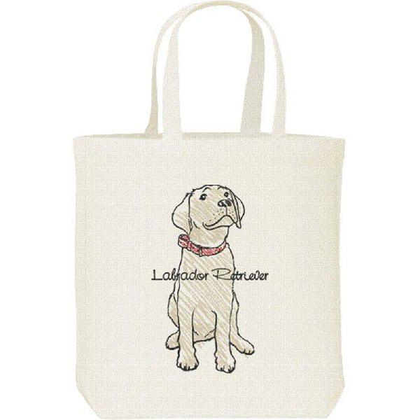 ラブラドール レトリバー（クレヨンタッチ）犬/キャンバスバッグ・M　トートバッグ