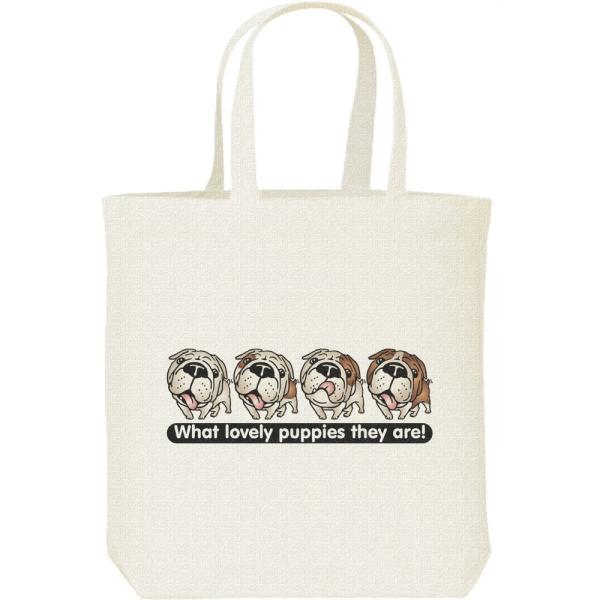 ブルドッグ4兄弟（子犬）/キャンバスバッグ・M　トートバッグ