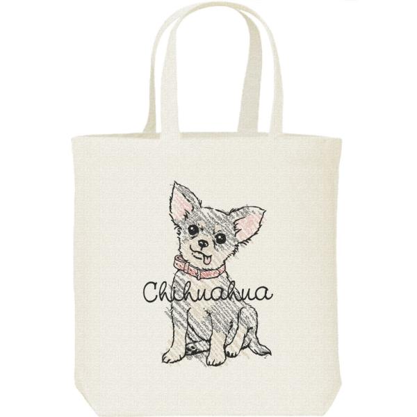 クレヨンタッチ・チワワ（ブラック＆タン）/キャンバスバッグ・M　トートバッグ