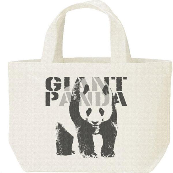 ジャイアント・パンダ（モノトーン動物柄）ぱんだ/キャンバスバッグ・S　ランチバッグ