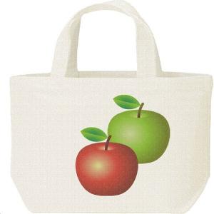 赤りんご＆青リンゴ（林檎）フルーツ柄/キャンバスバッグ・S　ランチバッグ｜prints