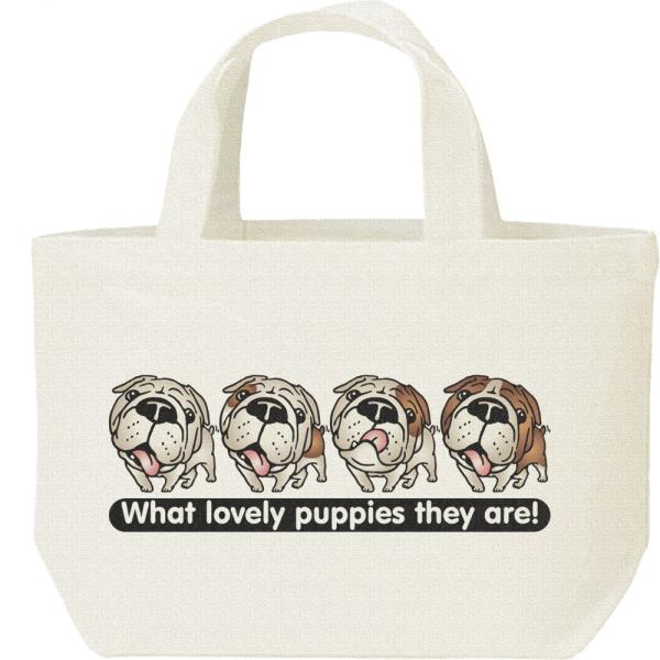 ブルドッグ4兄弟（子犬）/キャンバスバッグ・S　ランチバッグ