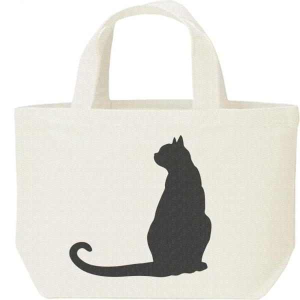 猫シルエット（後ろ姿）/キャンバスバッグ・S　ランチバッグ