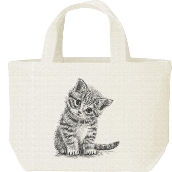 子猫（デッサン風 小猫）/キャンバスバッグ・S　ランチバッグ