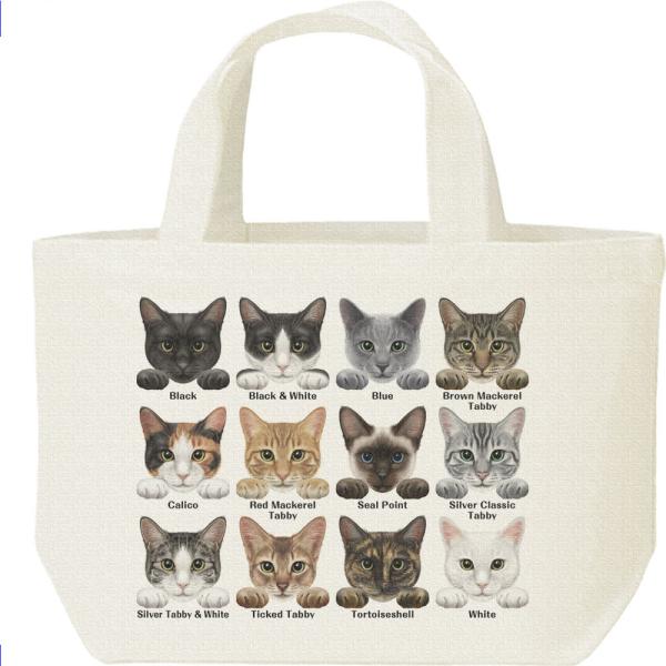 猫の毛色・模様12種/キャンバスバッグ・S　ランチバッグ