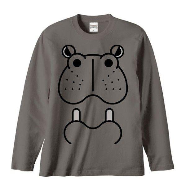 カバ（河馬）ファニーフェイス・かば/長袖Ｔシャツ
