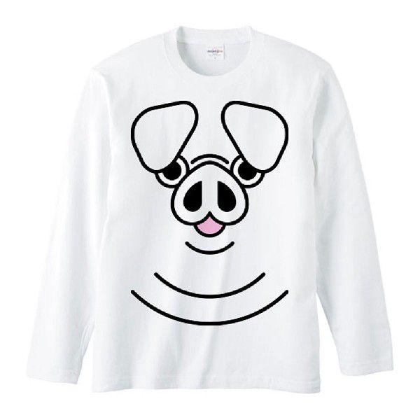 ブタ（豚）ファニーフェイス・ぶた/長袖Ｔシャツ
