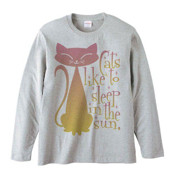 ピンク キャット（猫）/長袖Ｔシャツ