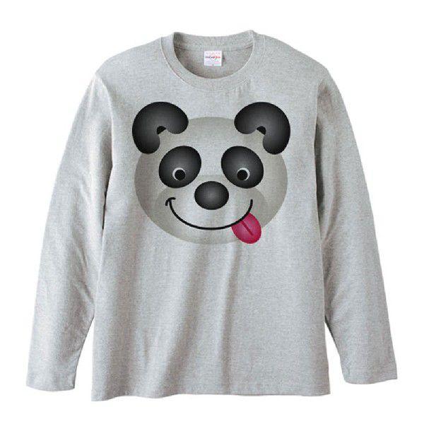 ぱんだ（キュートなパンダの顔）/長袖Ｔシャツ