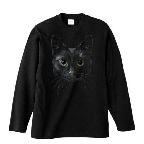 暗闇の黒猫（くろねこ）/長袖Ｔシャツ