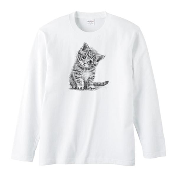 子猫（デッサン風 小猫）/長袖Ｔシャツ
