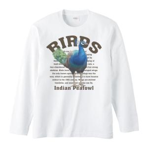インド クジャク（鳥シリーズ）/長袖Ｔシャツ