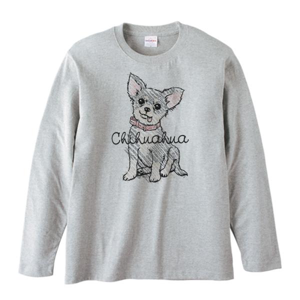 クレヨンタッチ・チワワ（ブラック＆タン）/長袖Ｔシャツ