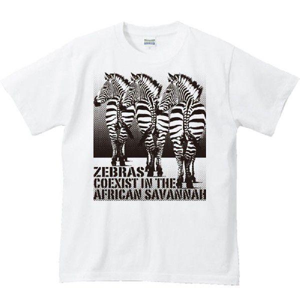 シマウマ（三頭の縞馬）しまうま/半袖Ｔシャツ　　