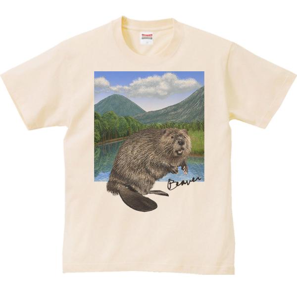 ビーバー ＋背景（びーばー）/半袖Ｔシャツ　　