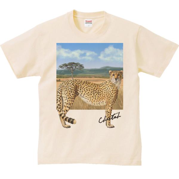 チーター ＋背景（ちーたー）/半袖Ｔシャツ　　