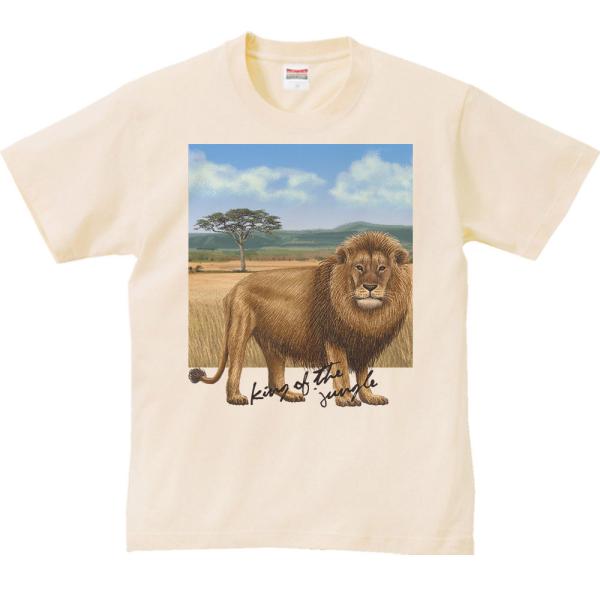 ライオン ＋背景（らいおん）/半袖Ｔシャツ　　