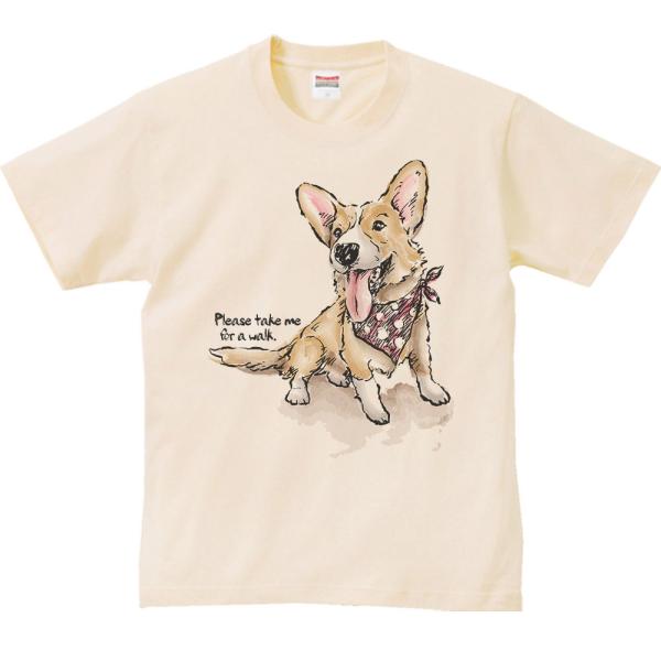 ウェルシュ・コーギー（散歩に連れてって）犬/半袖Ｔシャツ　　