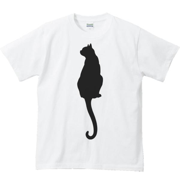 猫シルエット（後ろ姿）/半袖Ｔシャツ　　