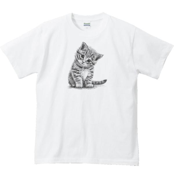子猫（デッサン風 小猫）/半袖Ｔシャツ　　