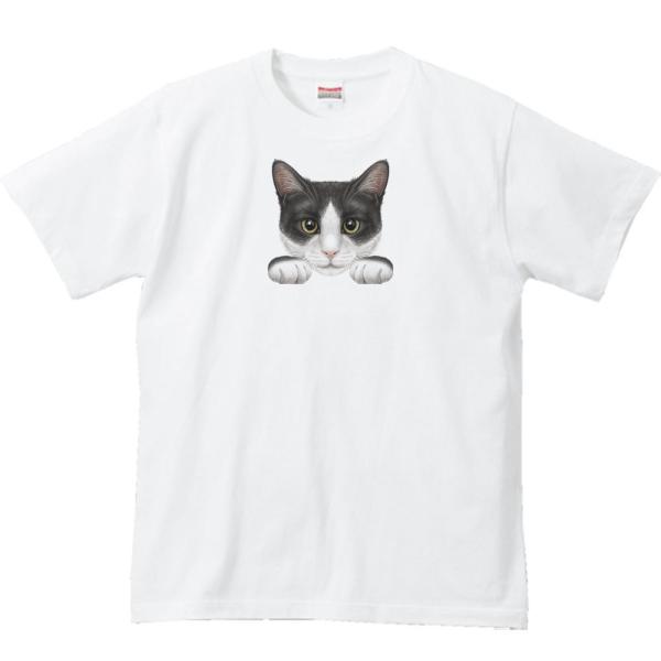 猫の顔・白黒猫/半袖Ｔシャツ