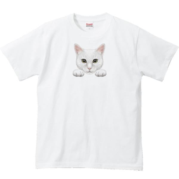 猫の顔・白猫/半袖Ｔシャツ
