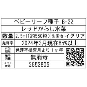 ベビーリーフ種子 B-22 レッドからし水菜 ...の詳細画像1