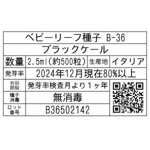 ベビーリーフ種子 B-36 ブラックケール 2...の詳細画像1