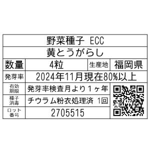 野菜種子 ECC 黄とうがらし 4粒の詳細画像1