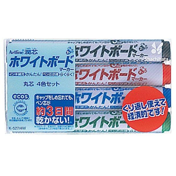 シヤチハタ Shachihata アートライン潤芯 ホワイトボードマーカー 丸芯4色セット K-52...