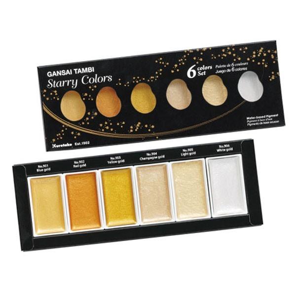 本日ポイント10倍 呉竹 Kuretake 顔彩耽美 スターリーカラーズ 6色セット MC20SC/...