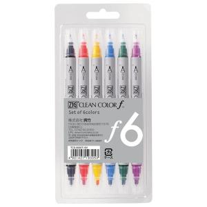 呉竹 Kuretake ZIG クリーンカラーf 6V 6色セット TCS-6000T/6V