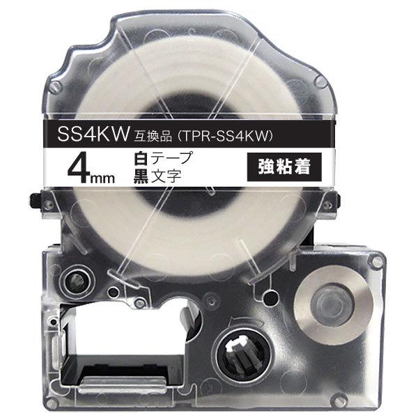 テプラテープ 4mm 互換 テープ テプラプロ テプラ PRO SS4KW 強粘着 白 ラベル 黒 ...