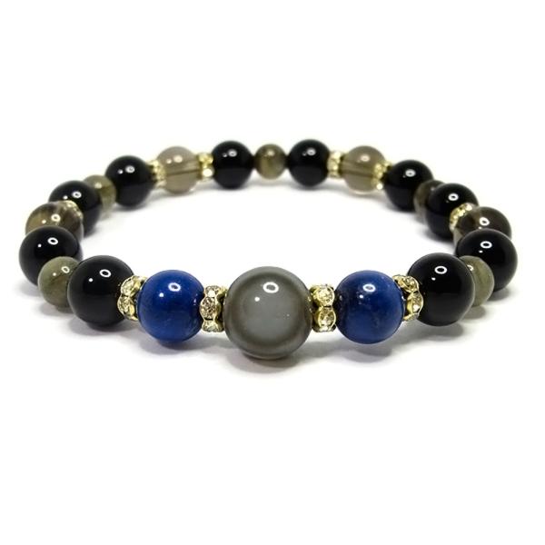 天眼石 ラピスラズリ スモーキークォーツ ラブラドライト オニキス 天然石 ブレスレット 厄除け ブ...