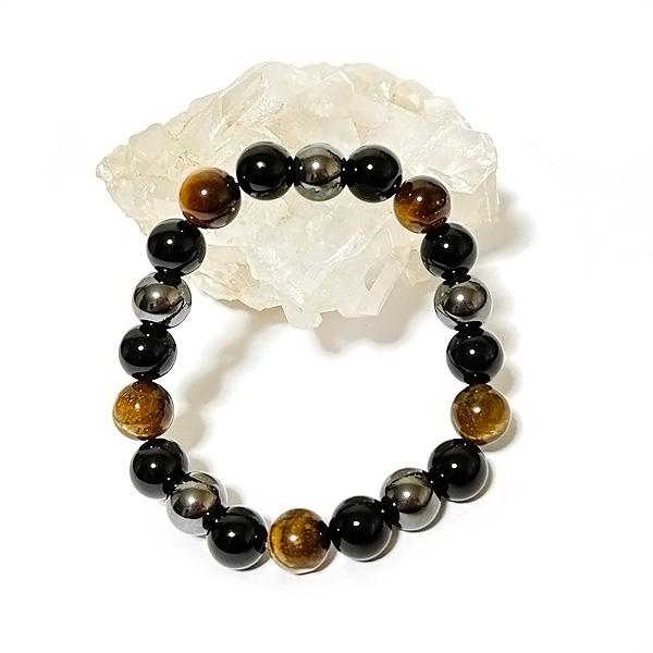【金運 健康運 仕事運 厄除け】のお守り 天然石 ブレスレット 10mm玉 タイガーアイ オニキス ...