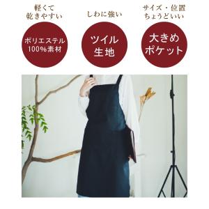 エプロン 黒 ブラック ネイビー グレー ポリ...の詳細画像4
