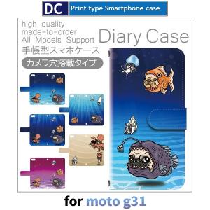 moto g31 ケース 犬 ワンちゃん 海 モトg31 モトローラ スマホケース 手帳型 / dc-186｜prisma